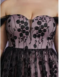 Leely Plus Women's Elegant Off the Shoulder Lace A-Line Dress - 5