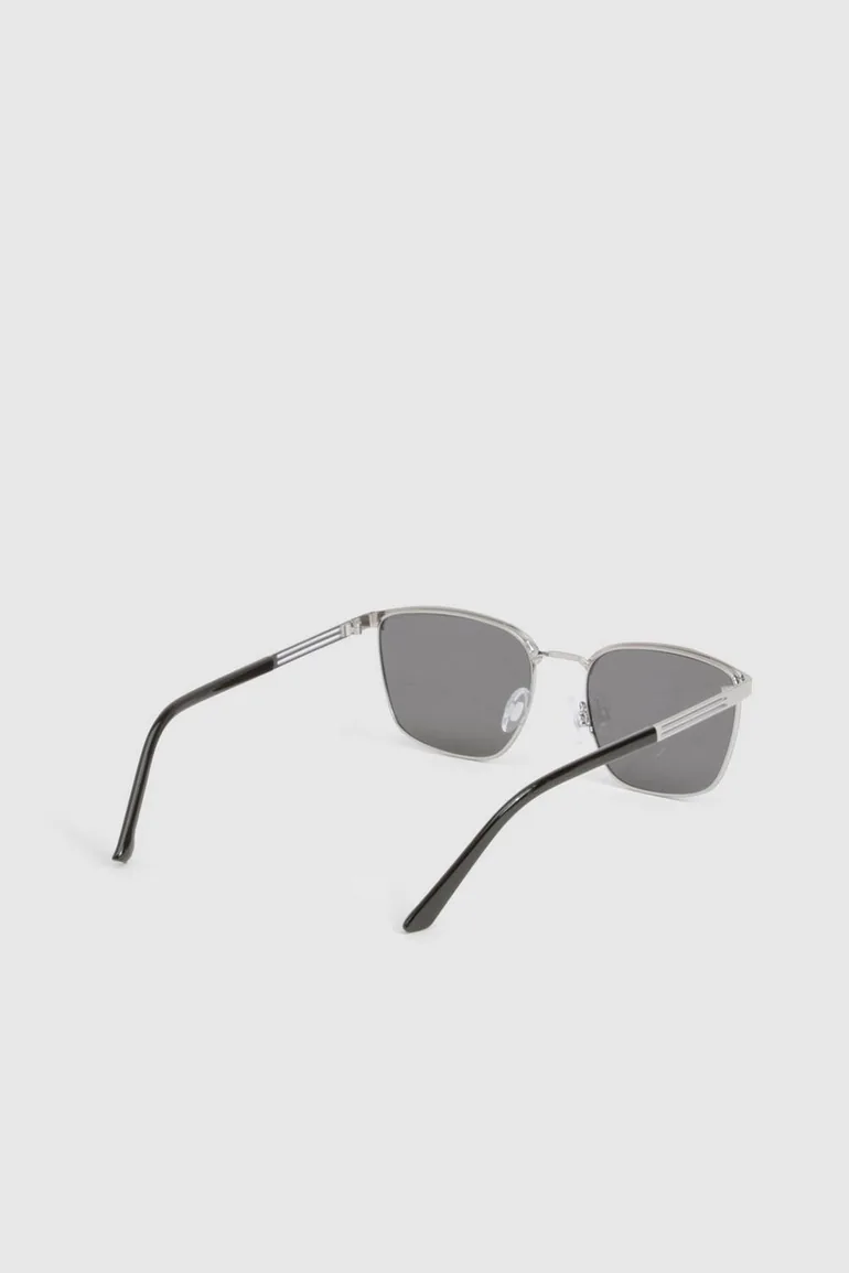 Metal Frame Square Sunglasses - silver - 2