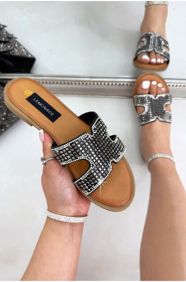Sparkle Glow Halo Cut-Out Sliders Black