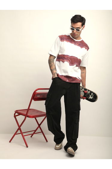 Men Oversized Crew Neck Printed T-Shirt