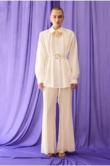 POPLIN SHIRT WITH GOLD BUTTONS