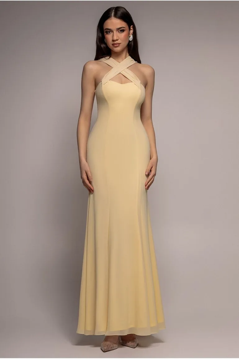 Multiway Cape Chiffon Sweetheart Maxi Dress - Butter Yellow by Goddiva  Goddiva Yellow : Premium Dresses : VogaCloset Bahrain