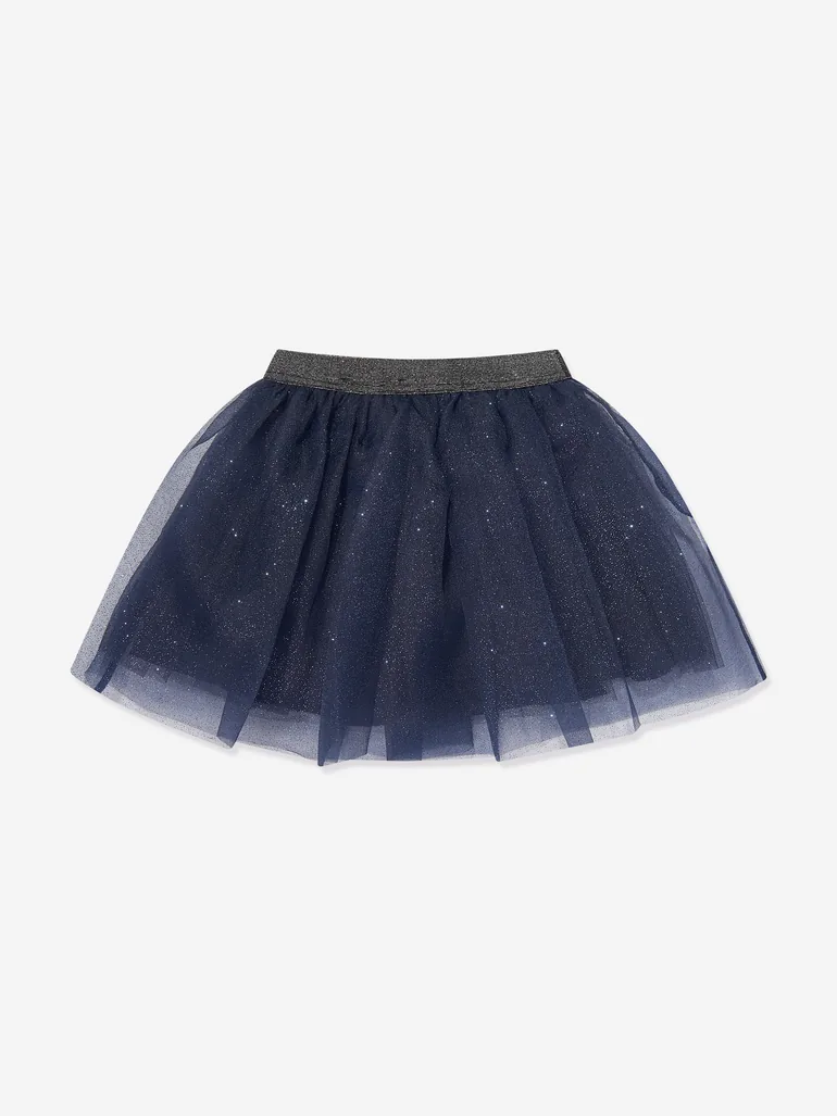 Girls Organza Flower Skirt in Navy - 2