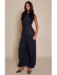 Tall Raw Indigo Sleeveless Peplum Denim Top