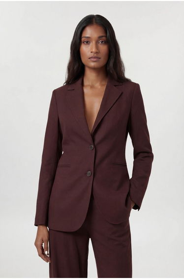 Petite Tencel Blend Tailored Single Breasted Blazer