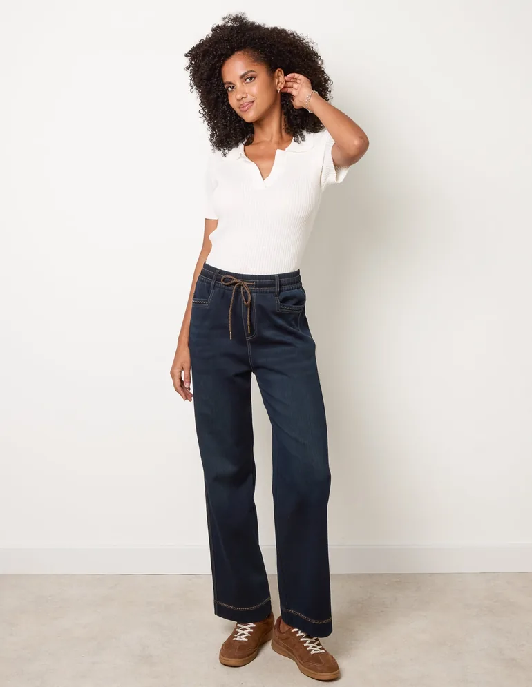 Elastic Waist Jeans - 1