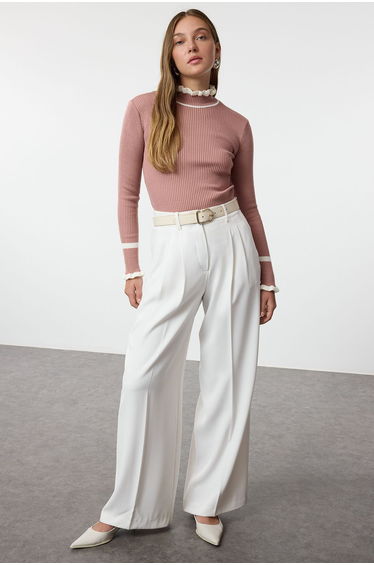 Dusty Rose Color Block Knitwear Sweater
