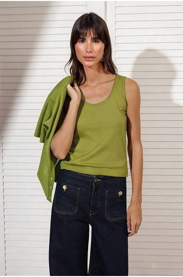 Crew Neck 2-Piece Blouse-Cardigan Knitwear Cardigan