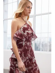 Limited Edition Multicolored Waist Drop/Skater Chiffon Elegant Evening Dress - 3