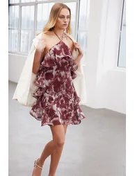 Limited Edition Multicolored Waist Drop/Skater Chiffon Elegant Evening Dress