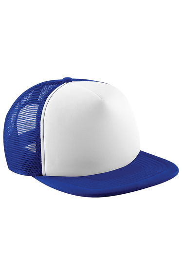Beechfield Vintage Plain Snap-Back Trucker Cap - Bright Royal/White