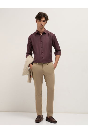 Men Cotton Blend Striped Tailored Fit Shirt