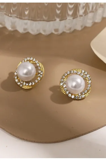 Spiral Shape Single Pearl Earrings