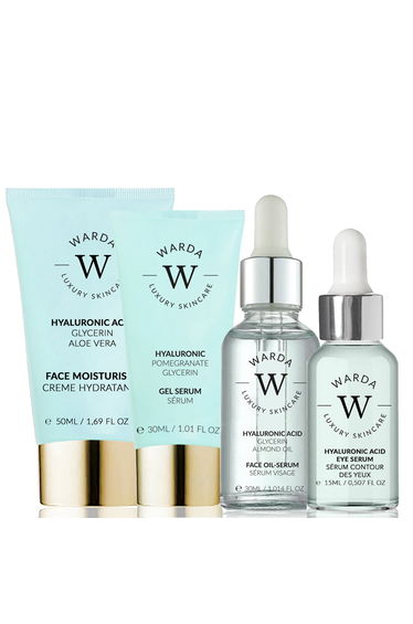 Moisturizer Hyaluronic Acid 50ml + Eye Serum Hydration Boosting Hyaluronic Acid 15ml + Gel Serum Hydration Boosting Hyaluronic Acid 30ml + Oil Serum to Boost Hydration with Hyaluronic Acid 30