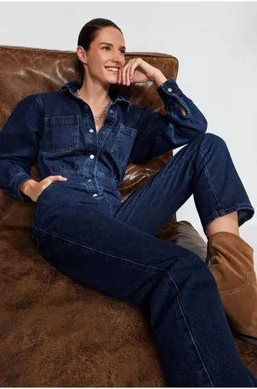 Jumpsuit - Navy blue - Regular fit