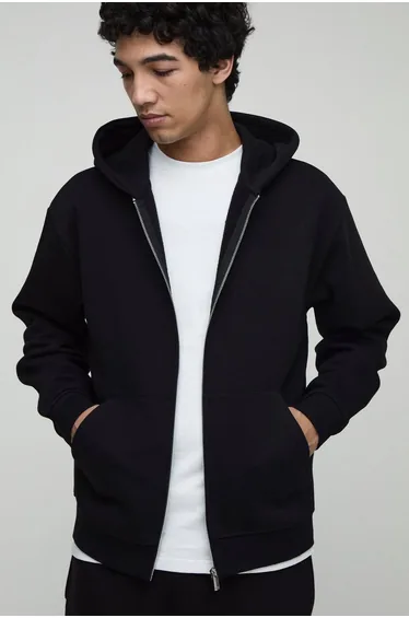 Basic Oversized Zip Through Hoodie