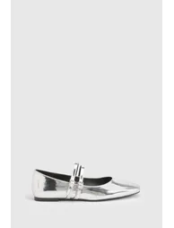 Wide Fit Double Strap Mary Jane Ballet Flats - silver - 2