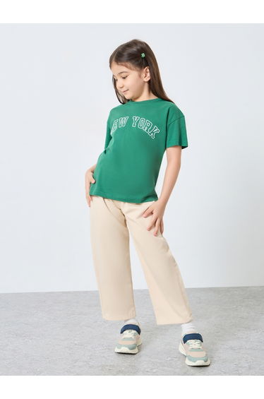 Girls Green New York Graphic Oversized T-Shirt