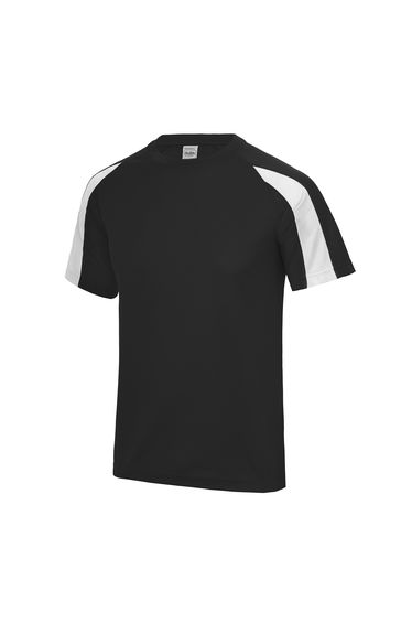 AWDis Just Cool Kids Unisex Contrast Plain Sports T-Shirt - Jet Black/Arctic White