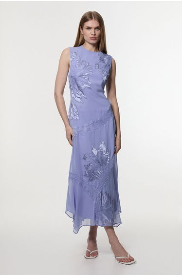 Tall Applique And Lace Georgette Sleeveless Woven Maxi Dress