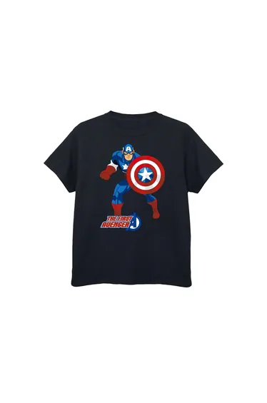 Captain America Boys The First Avenger T-Shirt - Black
