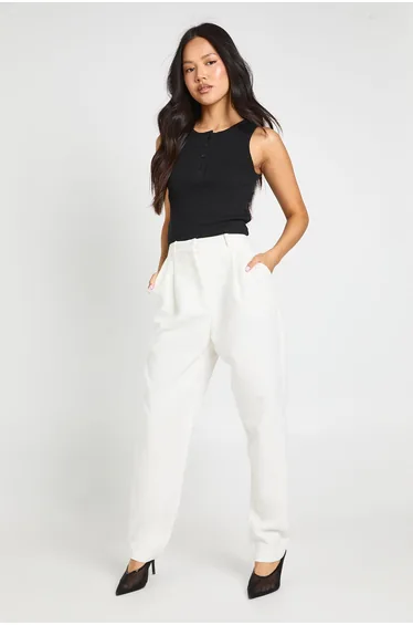 بنطلون بقصة ضيقة لون كريمي - للمقاسات الصغيرة