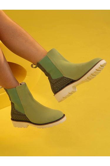 Green Comfortable Lightweight Printed Boots