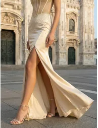 Leely Women's Elegant Strapless Sleeveless Prom Dress - 4