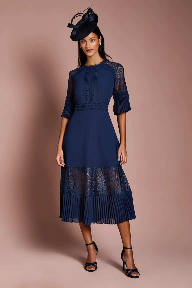 Petite Lace Insert Midi Dress Coast Fashion Navy : Dresses : VogaCloset  Bahrain