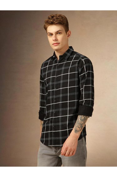 Checked Button-Down Casual Shirt
