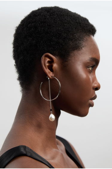 Modern Pearl Hoop Earrings