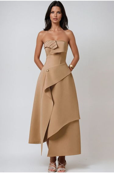 Bobby Strapless Asymmetric Maxi Dress