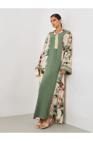 Color Block Lace Detail A-Line Jalabiya