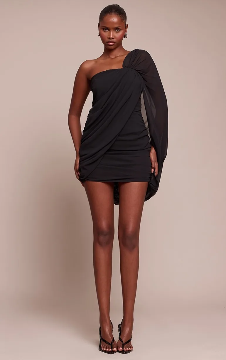 mini one piece black dress Mini Black Dress with Varli Embroidery