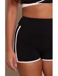 Shape Black Sculpt Contrast Stripe Detail Shorts - 4