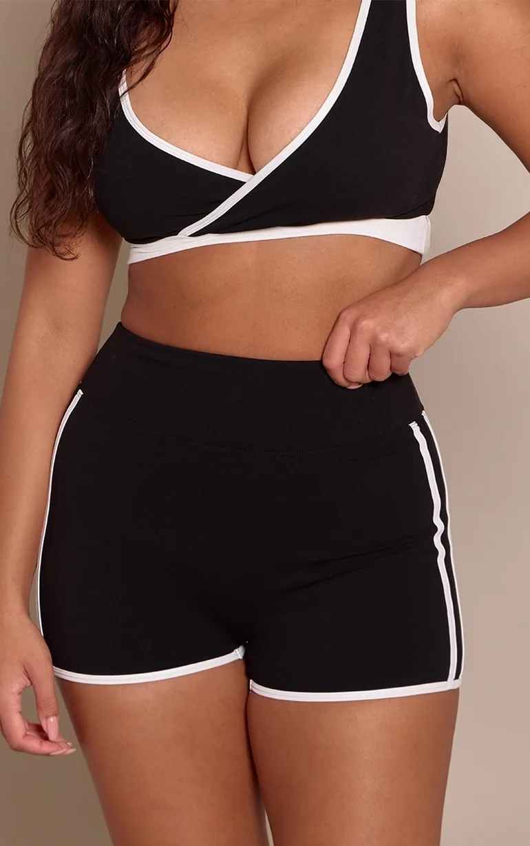 Shape Black Sculpt Contrast Stripe Detail Shorts - 1