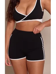 Shape Black Sculpt Contrast Stripe Detail Shorts - 1