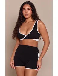 Shape Black Sculpt Contrast Stripe Detail Shorts - 3