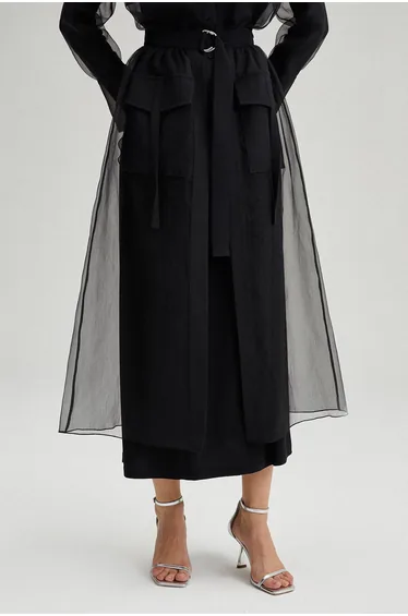 ORGANZA SKIRT WITH POCKET DETAILED