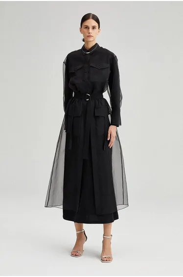 ORGANZA SKIRT WITH POCKET DETAILED