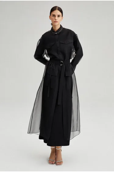 ORGANZA SKIRT WITH POCKET DETAILED