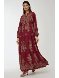 Printed Long Sleeve Viscose Maxi Dress