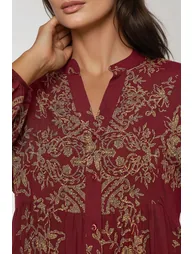 Printed Long Sleeve Viscose Maxi Dress - 5