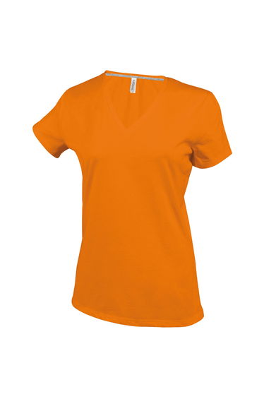 Kariban Womens/Ladies Feminine Fit Short Sleeve V Neck T-Shirt - Orange