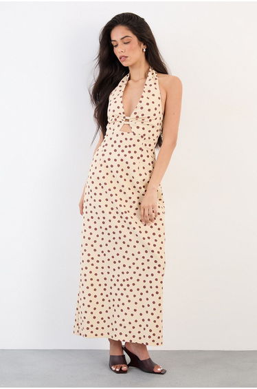 Polkadot Halterneck Midi Dress