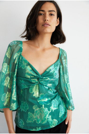 Sparkle Jacquard Twist Top