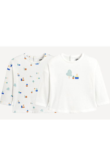 Pack of 2 T-Shirts with Long Sleeves, Playground Theme Print