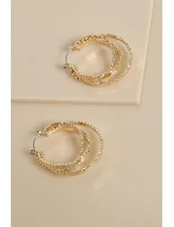 Textured Triple Hoop - gold - 1