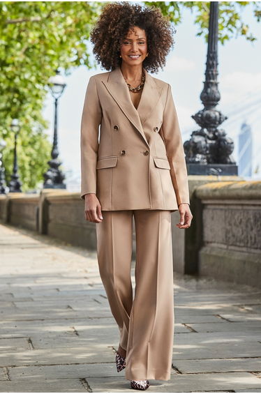 Camel Wide Leg Trousers