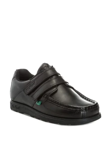 Boy's Kickers Junior Fragma Strap Shoe in Black